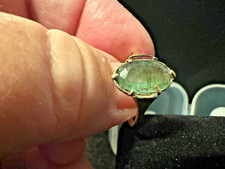 ANTIQUE 9CT GOLD MARQUIS EMERALD RING.N1/2 1.8G