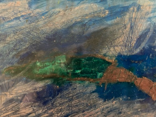 Abstract oil painting panel - oil,