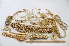 Gold Tone Jewellery Chunky Curb Chain Bangle Stone Set x 20