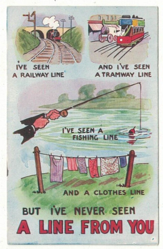 Vintage comic postcard - comic, railway
