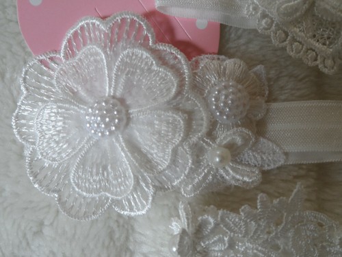 Baby girl headband white lace - baby,
