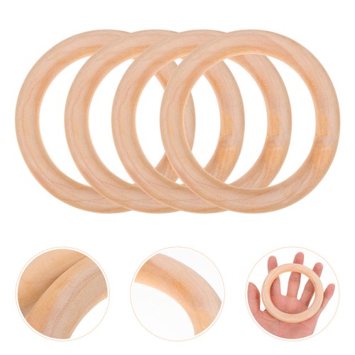 4pcs wooden decorative circles - wooden,