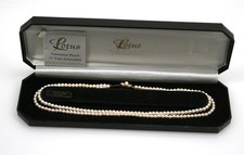Vintage Lotus Royale Double Strand Simulated Pearl Necklace Gold Plated Clasp