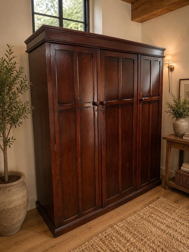 Large antique oak triple - antique,