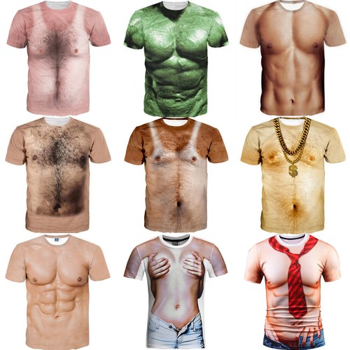 Print exposed hairy chest - 3d,
