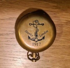 Stanley London Antique Push Button Pocket Compass With Leather Case