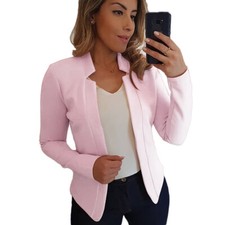 PLUS SIZE Womens Ladies Long Sleeve Front Open Blazer Suit Work Jacket Coat Tops
