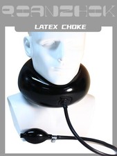 Black Latex Neck Corset Inflatable Collar Control breathing Suffocating BDSM UK