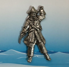 Pirate silver pewter pin badge - pewter,