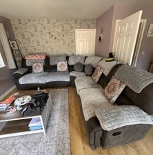 Harvey's Guvnor Grey Corner Sofa Set 5+ Seater