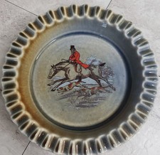 Wade Co Armagh Irish  Round Porcelain Ashtray Hunting Horse Dog  Ireland 6 in