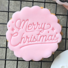 Merry Christmas Cookie Stamp | Christmas Fondant Embosser | MS Biscuit