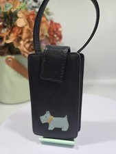 Radley London 🐕  Black Leather Small Vintage Phone I-pod Holder Case Bag