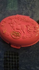 Vintage RARE Polly Pocket Toy Palomino Pony Horse Parade Bluebird 1995 ClamShell
