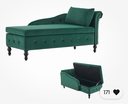 Green velvet storage chaise - green,