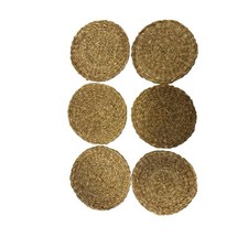 Vintage Place Mats 6 Rustic Original Wicker Woven Round Large 31cm Diameter VGC