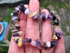 Blue John Stone fluorite Crystal Bracelet chips Castleton Derbyshire Treak Cliff