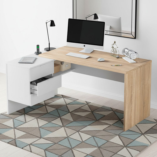 Mensa white and oak large - white,