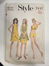 Vintage 1960s Sewing Pattern Flared Dress,Bathing Suit,Beach Bag-Size 18,Bust 40
