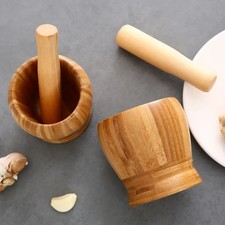 Bamboo mortar and - bamboo, set