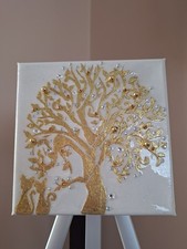 Unique Sparkling Tree Of Life Wall Canvas Hanging Textured, Harmony Atmosphere 