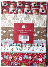 10 x Christmas Gift Wrapping Paper Sheets Cute Traditional Mixed - 50cm x 50cm