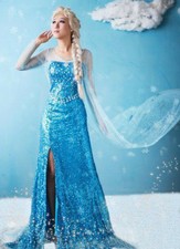 Frozen 2 Elsa Dress Up Cosplay Party Outfit Girls Fancy Kids Costume