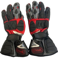 Dynamic Leathers Motorcycle Gloves Black Red Protective Size S