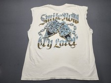 Vtg Smile Now Cry Later Shirt Mens L White 90s Mexico Chicano Gangster Lowrider 