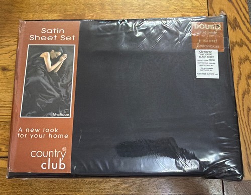 Black satin double flat - satin, sheet