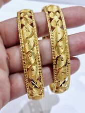 22ct Indian Gold Plated Wide Bangles Kadas Set Size 2.8 Bracelet Jewellery