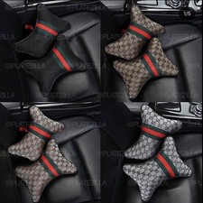 2x Auto Car Seat Head Neck Rest Leather Support Cushion Pad HeadRest Bone Pillow