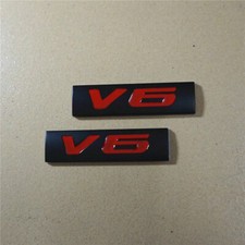 2x Black Matte V6 Red Metal