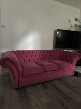Pink Love Seat Sofa - Velvet Plush Chair for Living Room Beauty Salon Bedroom UK