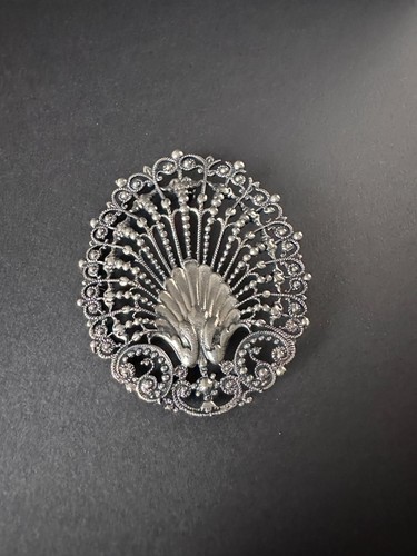 Ornate silver tone filigree - ornate,