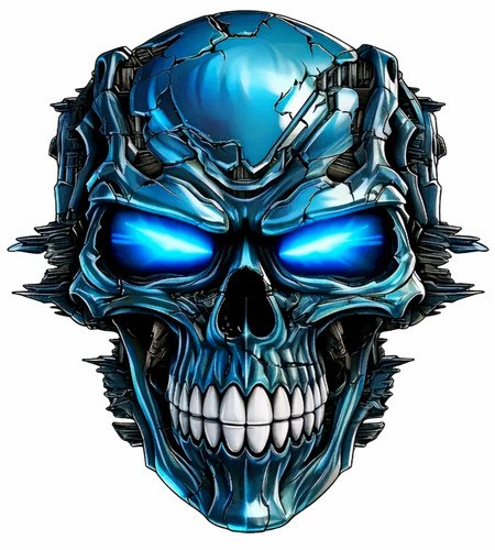 Gothic blue skull car decal - skull,