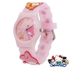 NEW SANRIO CARTOON 3D MY MELODY WATCH ~ ADJUSTABLE SOFT ‘JELLY’ STRAP PINK