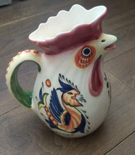Vintage Portuguese Studio Pottery 10" Chicken Rooster Jug Vase No. 483