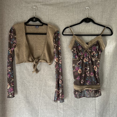 Cruel girl brown floral cami - brown,