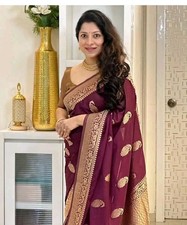 Silk Saree Indian New Designer Fancy Wedding Party Wear Bollywood Pakistani Sari