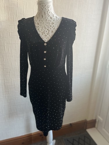 Monsoon black dress with gold - black,