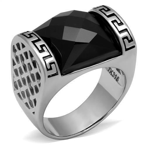 Mens onyx ring silver signet