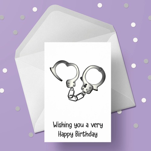 Police handcuffs birthday card - police,