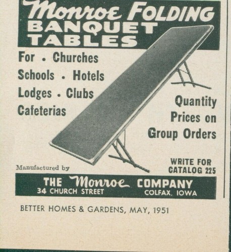 1951 monroe folding banquet - monroe,