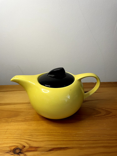 Retro yellow black teapot - retro, &