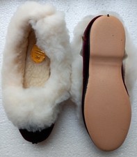 Vintage Full Fur Collar Slippers Size 3 British Made Vulcanised Sole Ref 11