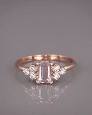 2Ct Emerald Cut Morganite Ring