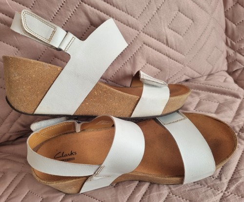 Clarks white wedge - white, ladies