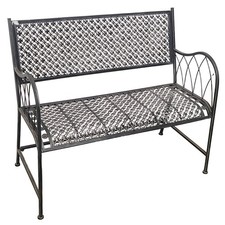 Used Black Pewter Marlborough Metal Garden Bench; 2-Seater Rustic Outdoor Steel