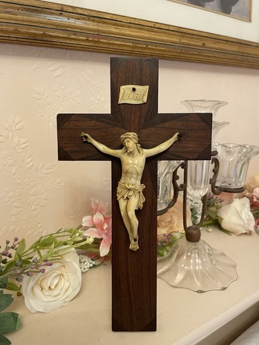 Vintage french crucifix wooden - french,